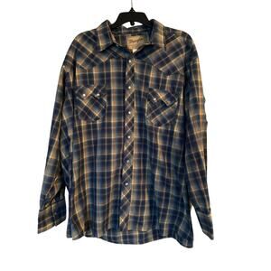 VGUC Wrangler Western Fashion Pearl Snap Front Plaid Shirt Size 3XL
